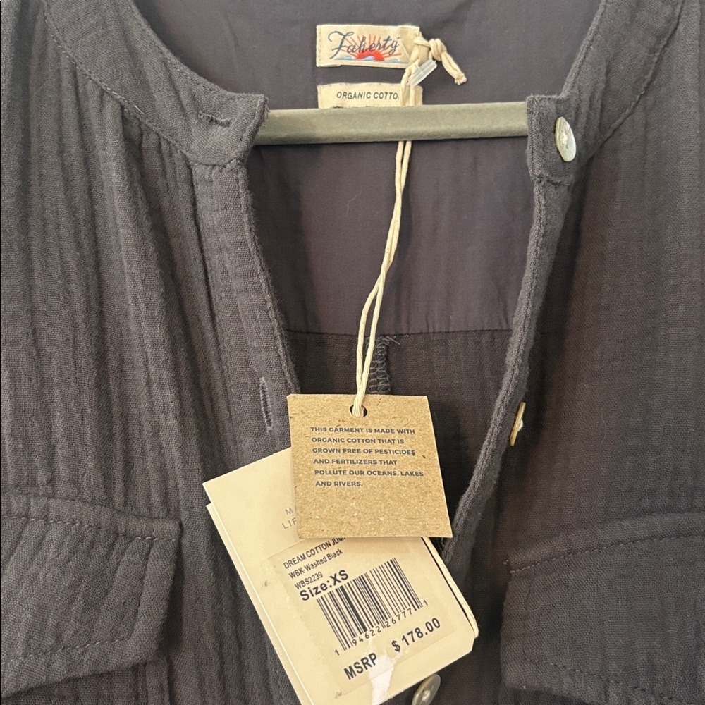 Faherty NWT Dream Organic Cotton Gauze Jumpsuit in Washed Black Extra Small - Picture 6 of 11